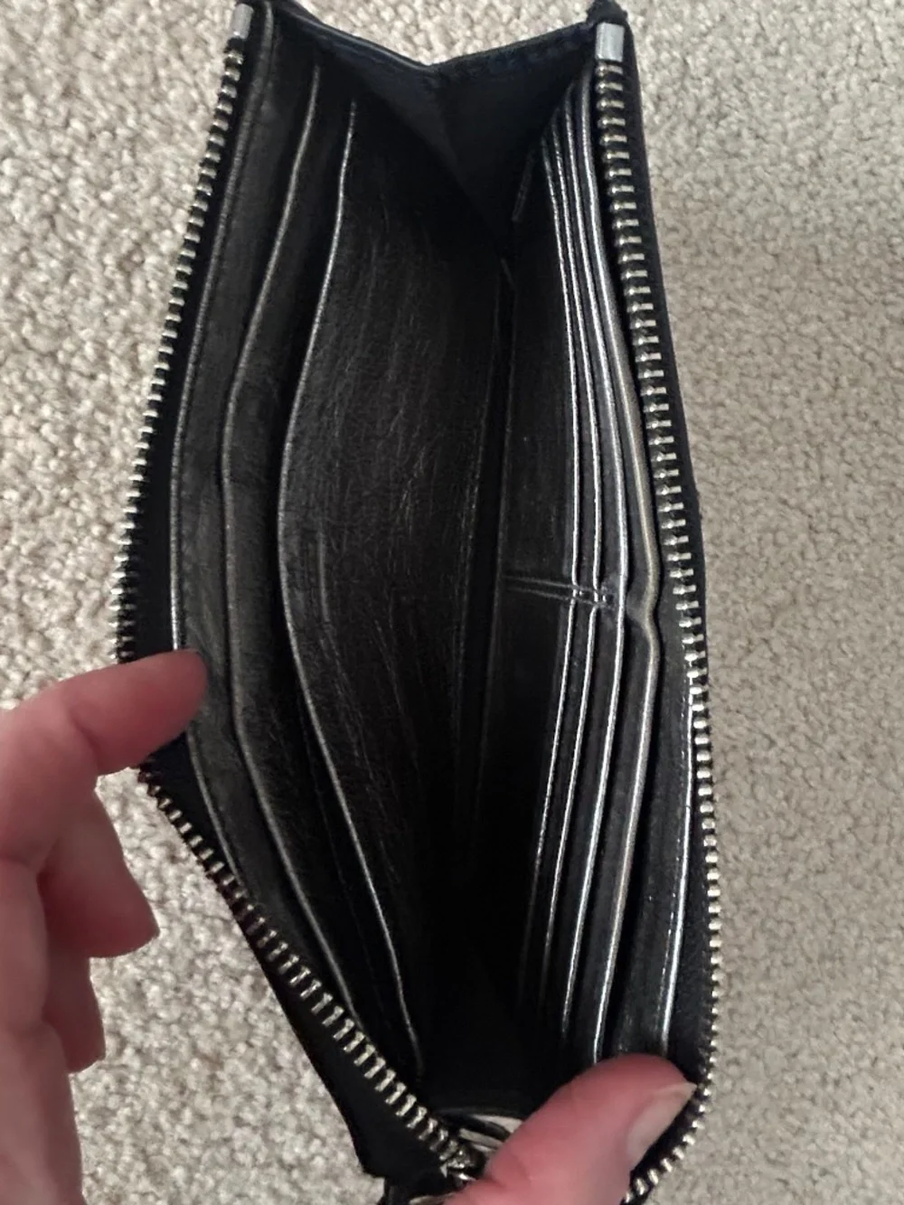 Coach Julia black leather wristlet